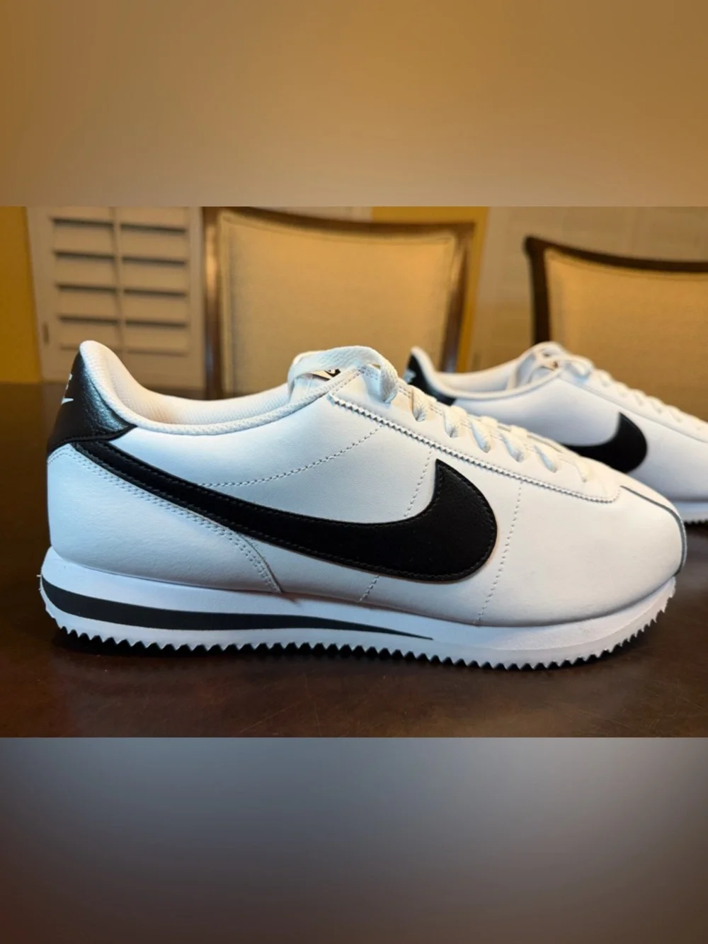New Nike Cortez Leather White Black Sneaker Shoes Size US 12